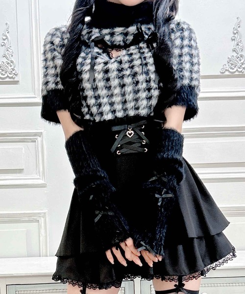 MA*RS（アメーバーマーズ）の「アームウォーマー付き胸開きシャギーニット（ニット/セーター・レディース・グレー/ピンク/ホワイト/ピンク系その他/ブラック/ホワイト×ピンク/ブラック×ホワイト/ホワイト×ブラック・FREE）」の6枚目の写真