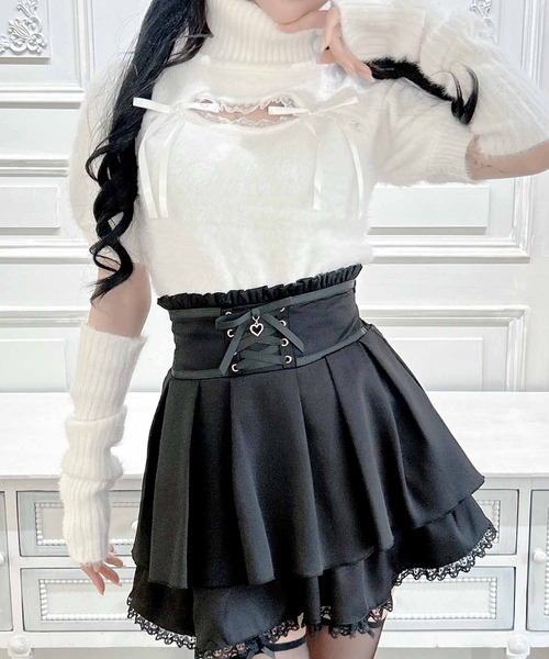 セール】アームウォーマー付き胸開きシャギーニット（ニット/セーター