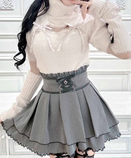 MA*RS（アメーバーマーズ）の「アームウォーマー付き胸開きシャギーニット（ニット/セーター・レディース・グレー/ピンク/ホワイト/ピンク系その他/ブラック/ホワイト×ピンク/ブラック×ホワイト/ホワイト×ブラック・FREE）」の7枚目の写真