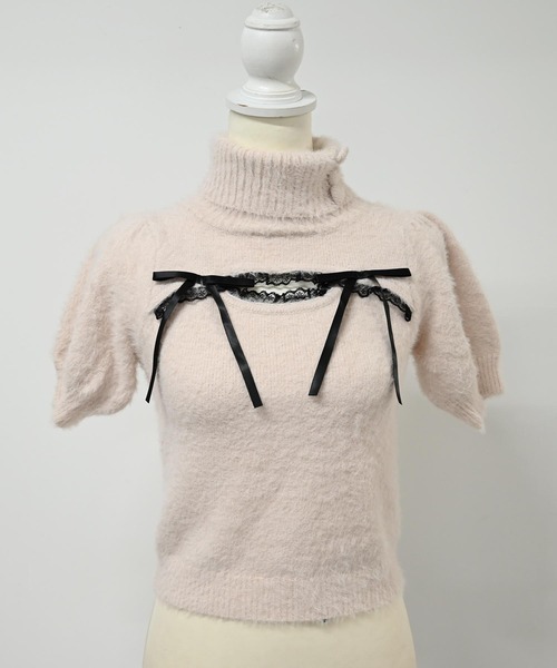 セール】アームウォーマー付き胸開きシャギーニット（ニット/セーター