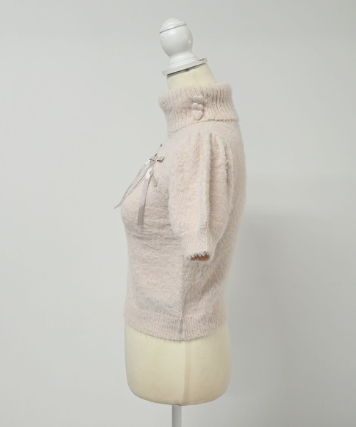 セール】アームウォーマー付き胸開きシャギーニット（ニット/セーター