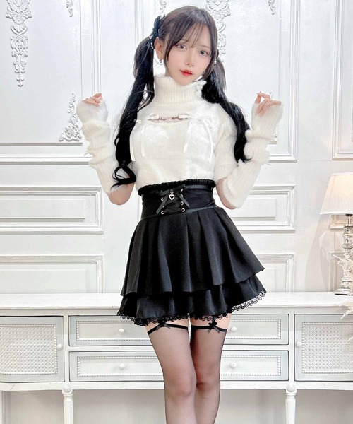 MA*RS（アメーバーマーズ）の「アームウォーマー付き胸開きシャギーニット（ニット/セーター・レディース・グレー/ピンク/ホワイト/ピンク系その他/ブラック/ホワイト×ピンク/ブラック×ホワイト/ホワイト×ブラック・FREE）」の10枚目の写真