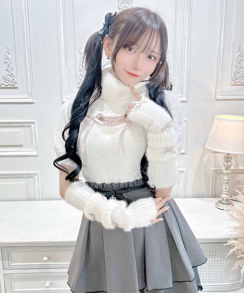 MA*RS（アメーバーマーズ）の「アームウォーマー付き胸開きシャギーニット（ニット/セーター・レディース・グレー/ピンク/ホワイト/ピンク系その他/ブラック/ホワイト×ピンク/ブラック×ホワイト/ホワイト×ブラック・FREE）」の12枚目の写真