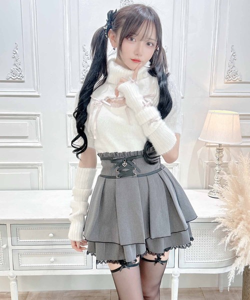 MA*RS（アメーバーマーズ）の「アームウォーマー付き胸開きシャギーニット（ニット/セーター・レディース・グレー/ピンク/ホワイト/ピンク系その他/ブラック/ホワイト×ピンク/ブラック×ホワイト/ホワイト×ブラック・FREE）」の13枚目の写真