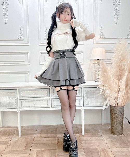 MA*RS（アメーバーマーズ）の「アームウォーマー付き胸開きシャギーニット（ニット/セーター・レディース・グレー/ピンク/ホワイト/ピンク系その他/ブラック/ホワイト×ピンク/ブラック×ホワイト/ホワイト×ブラック・FREE）」の14枚目の写真