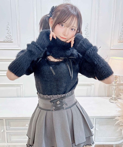 MA*RS（アメーバーマーズ）の「アームウォーマー付き胸開きシャギーニット（ニット/セーター・レディース・グレー/ピンク/ホワイト/ピンク系その他/ブラック/ホワイト×ピンク/ブラック×ホワイト/ホワイト×ブラック・FREE）」の15枚目の写真