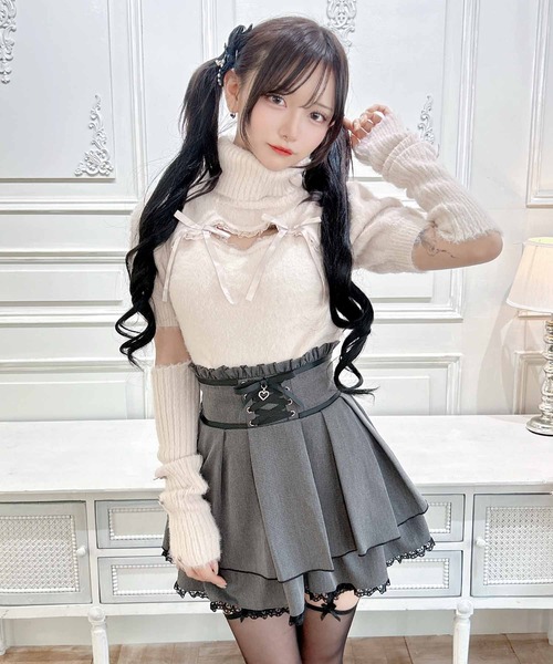 MA*RS（アメーバーマーズ）の「アームウォーマー付き胸開きシャギーニット（ニット/セーター・レディース・グレー/ピンク/ホワイト/ピンク系その他/ブラック/ホワイト×ピンク/ブラック×ホワイト/ホワイト×ブラック・FREE）」の22枚目の写真