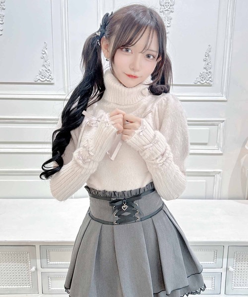 MA*RS（アメーバーマーズ）の「アームウォーマー付き胸開きシャギーニット（ニット/セーター・レディース・グレー/ピンク/ホワイト/ピンク系その他/ブラック/ホワイト×ピンク/ブラック×ホワイト/ホワイト×ブラック・FREE）」の21枚目の写真