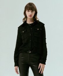 Epaulet tassel check shirts (BLACK)