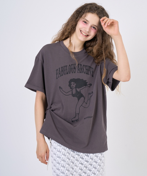 RAVEROUS(レイバーロス)の「スナップルーズフィットTシャツチャコール(Tシャツ/カットソー・レディース・その他・OS)」の2枚目の写真