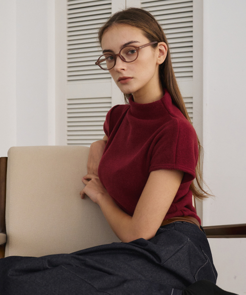 BIBYSEOB（バイバイソプ）の「コージーツーピンタックハーフタートルワイン[T44]（Tシャツ/カットソー・レディース・バーガンディー・SMALL/MEDIUM）」の2枚目の写真