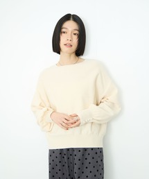 Idnes 横リブパールボタンニット