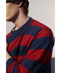 BEAMS PLUS(�r�[���X�v���X)��Crew Rugger Stripe(�j�b�g/�Z�[�^�[)