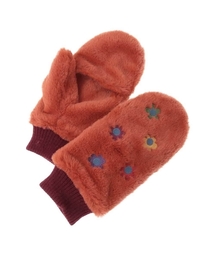 Jocomomola | フラワー刺繍フェイクファーミトン(手袋)