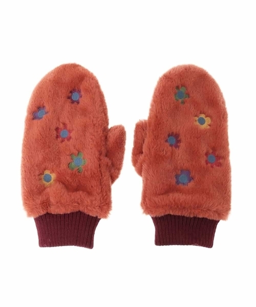 Jocomomola（ホコモモラ）の「フラワー刺繍フェイクファーミトン（手袋・レディース・グリーン/オレンジ・40）」の11枚目の写真