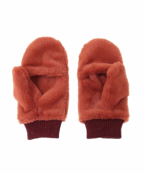 Jocomomola（ホコモモラ）の「フラワー刺繍フェイクファーミトン（手袋・レディース・グリーン/オレンジ・40）」の10枚目の写真