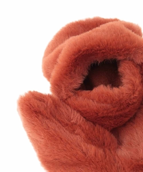 Jocomomola（ホコモモラ）の「フラワー刺繍フェイクファーミトン（手袋・レディース・グリーン/オレンジ・40）」の8枚目の写真