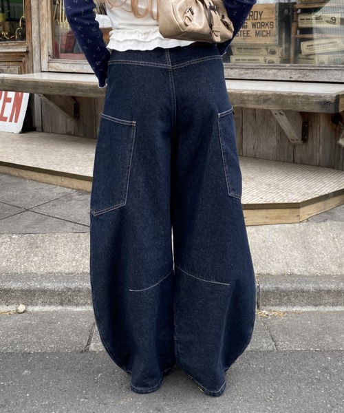 RAY CASSIN(レイカズン)の「【ウエスト調節可/2サイズ展開】デザイン切替デニム(デニムパンツ・レディース・ブルー/ネイビー/ブラック/ブラウン・S/M)」の19枚目の写真