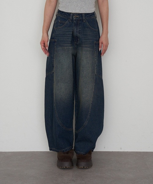 RAY CASSIN（レイカズン）の「デザイン切替デニム（デニムパンツ・レディース・ブルー/ネイビー/ブラック・S/M）」の19枚目の写真