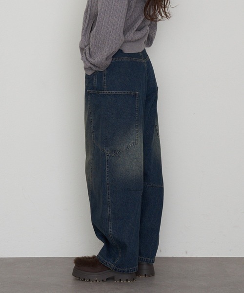 RAY CASSIN（レイカズン）の「デザイン切替デニム（デニムパンツ・レディース・ブルー/ネイビー/ブラック・S/M）」の5枚目の写真