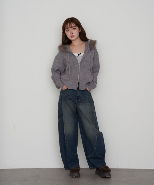 RAY CASSIN（レイカズン）の「デザイン切替デニム（デニムパンツ・レディース・ブルー/ネイビー/ブラック・S/M）」の7枚目の写真