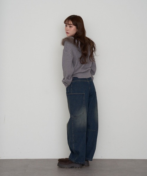 RAY CASSIN（レイカズン）の「デザイン切替デニム（デニムパンツ・レディース・ブルー/ネイビー/ブラック・S/M）」の8枚目の写真