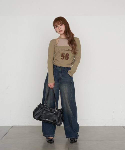 RAY CASSIN(レイカズン)の「【ウエスト調節可/2サイズ展開】デザイン切替デニム(デニムパンツ・レディース・ブルー/ネイビー/ブラック/ブラウン・S/M)」の11枚目の写真