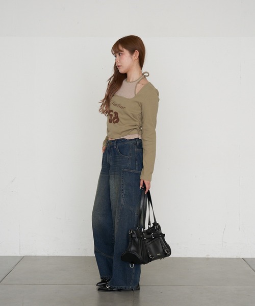 RAY CASSIN(レイカズン)の「【ウエスト調節可/2サイズ展開】デザイン切替デニム(デニムパンツ・レディース・ブルー/ネイビー/ブラック/ブラウン・S/M)」の12枚目の写真