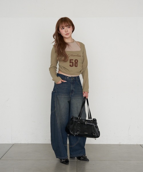 RAY CASSIN(レイカズン)の「【ウエスト調節可/2サイズ展開】デザイン切替デニム(デニムパンツ・レディース・ブルー/ネイビー/ブラック/ブラウン・S/M)」の14枚目の写真