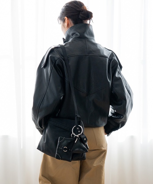 DEVICE(デバイス)の「【DEVICE GAL】 3パーツ スタッズ カスタム ポーチ ストラップ リップケース付き(ショルダーバッグ・レディース・ブラック・FREE)」の14枚目の写真