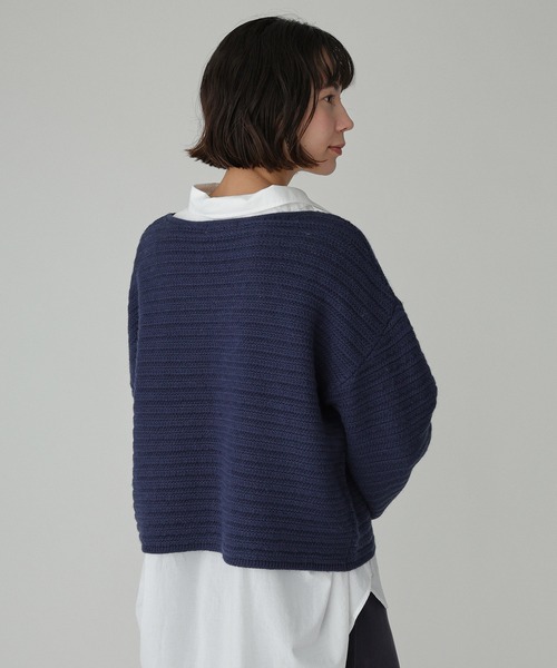 BABYLONE(バビロン)の「エフォートレスリブニット(ニット/セーター・レディース・ライトベージュ/ネイビー・フリー)」の7枚目の写真