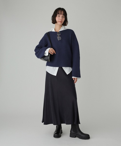 BABYLONE(バビロン)の「エフォートレスリブニット(ニット/セーター・レディース・ライトベージュ/ネイビー・フリー)」の8枚目の写真