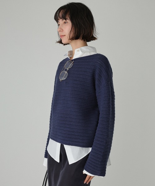 BABYLONE(バビロン)の「エフォートレスリブニット(ニット/セーター・レディース・ライトベージュ/ネイビー・フリー)」の5枚目の写真