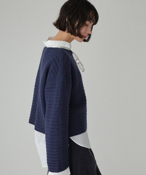 BABYLONE(バビロン)の「エフォートレスリブニット(ニット/セーター・レディース・ライトベージュ/ネイビー・フリー)」の6枚目の写真