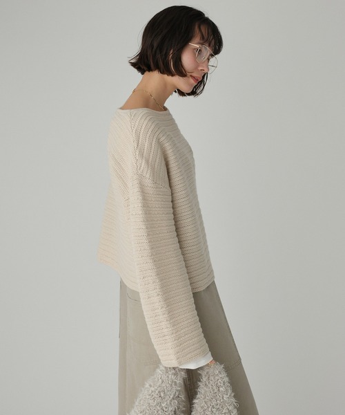 BABYLONE(バビロン)の「エフォートレスリブニット(ニット/セーター・レディース・ライトベージュ/ネイビー・フリー)」の22枚目の写真