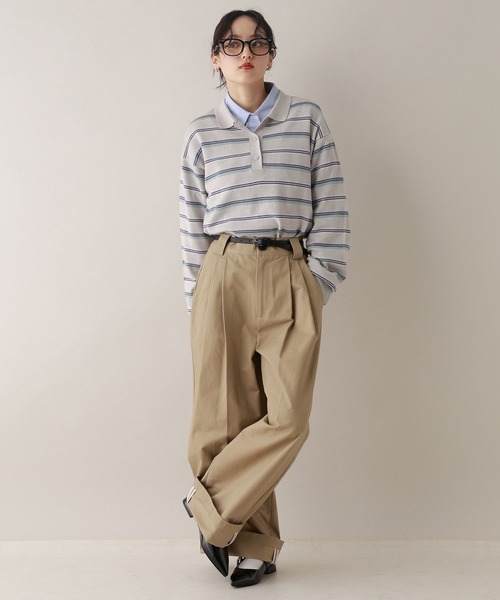 RAGEBLUE(レイジブルー)の「ダブルタックチノワイドパンツ(チノパンツ・レディース・ベージュ/ブラック・FREE)」の8枚目の写真