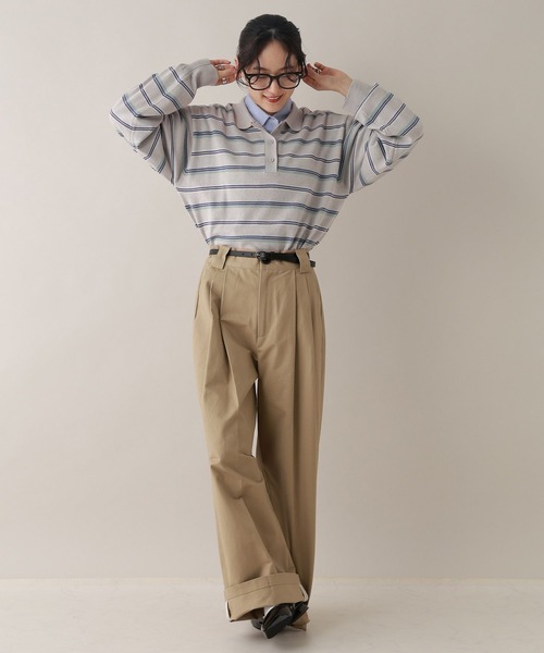 RAGEBLUE(レイジブルー)の「ダブルタックチノワイドパンツ(チノパンツ・レディース・ベージュ/ブラック・FREE)」の9枚目の写真