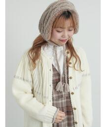 Samansa Mos2 | ラウンド切替ステッチ前後2WAYニット(カーディガン/ボレロ)