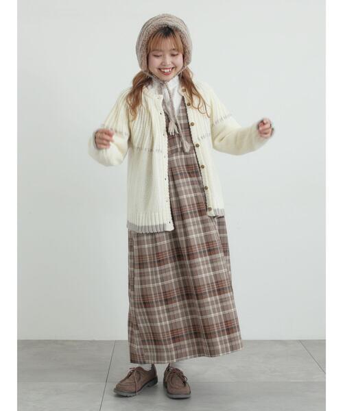 Samansa Mos2（サマンサ モスモス）の「ラウンド切替ステッチ前後2WAYニット（カーディガン/ボレロ・レディース・オフホワイト/チャコールグレー/ベージュ・F）」の6枚目の写真