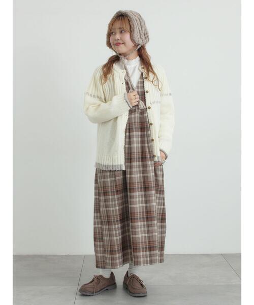 Samansa Mos2（サマンサ モスモス）の「ラウンド切替ステッチ前後2WAYニット（カーディガン/ボレロ・レディース・オフホワイト/チャコールグレー/ベージュ・F）」の8枚目の写真