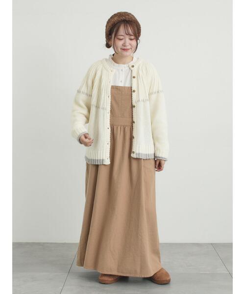 Samansa Mos2（サマンサ モスモス）の「ラウンド切替ステッチ前後2WAYニット（カーディガン/ボレロ・レディース・オフホワイト/チャコールグレー/ベージュ・F）」の9枚目の写真