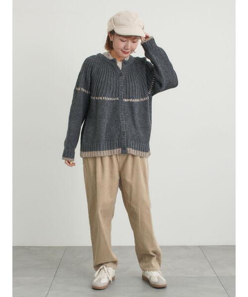 Samansa Mos2（サマンサ モスモス）の「ラウンド切替ステッチ前後2WAYニット（カーディガン/ボレロ・レディース・オフホワイト/チャコールグレー/ベージュ・F）」の14枚目の写真