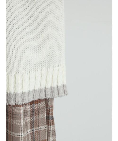 Samansa Mos2（サマンサ モスモス）の「ラウンド切替ステッチ前後2WAYニット（カーディガン/ボレロ・レディース・オフホワイト/チャコールグレー/ベージュ・F）」の14枚目の写真