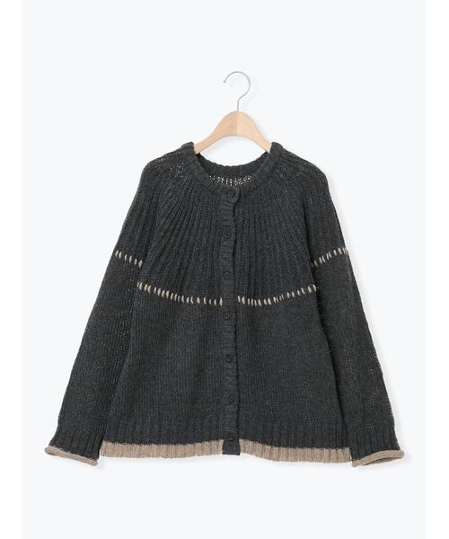 Samansa Mos2（サマンサ モスモス）の「ラウンド切替ステッチ前後2WAYニット（カーディガン/ボレロ・レディース・オフホワイト/チャコールグレー/ベージュ・F）」の17枚目の写真