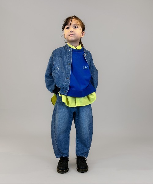 GROOVY COLORS(グルービーカラーズ)の「8oz Denim Barrel Leg Long Pants(その他パンツ・キッズ・ブルー・135/145)」の1枚目の写真