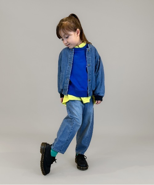 GROOVY COLORS(グルービーカラーズ)の「8oz Denim Barrel Leg Long Pants(その他パンツ・キッズ・ブルー・135/145)」の4枚目の写真