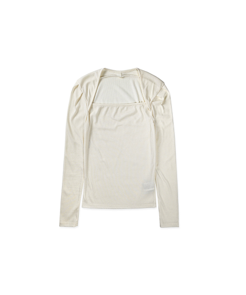 320SHOWROOM(320ショールーム)の「Square Neck Shoulder Pintuck Ribbed T-Shirt Ivory(Tシャツ/カットソー・レディース・アイボリー・FREE)」の4枚目の写真