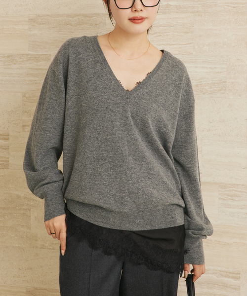 セール】W/CAS Vネックプルオーバー（ニット/セーター）｜Plage