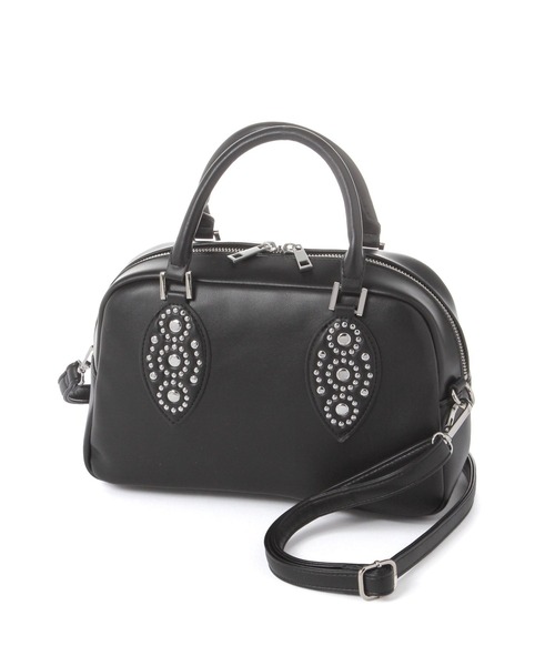PAGEBOY（ページボーイ）の「【Casselini】スタッズハンドBAG（ハンドバッグ・レディース・ブラック/オフホワイト・FREE）」の2枚目の写真