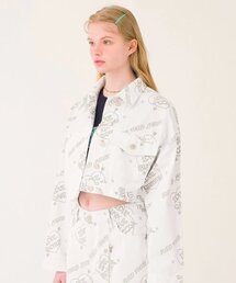 MAINBOOTH（メインブース）の「Love JF Crop Jacket(WHITE)（デニムジャケット）」